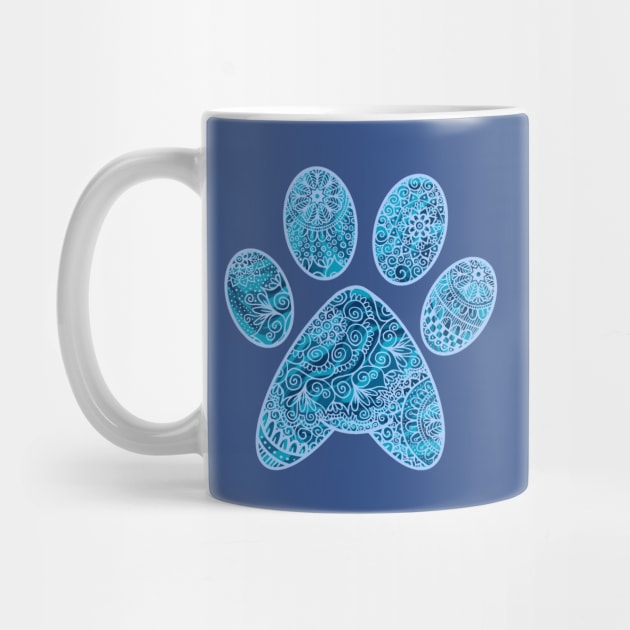 Zen Paw Print Blue by julieerindesigns